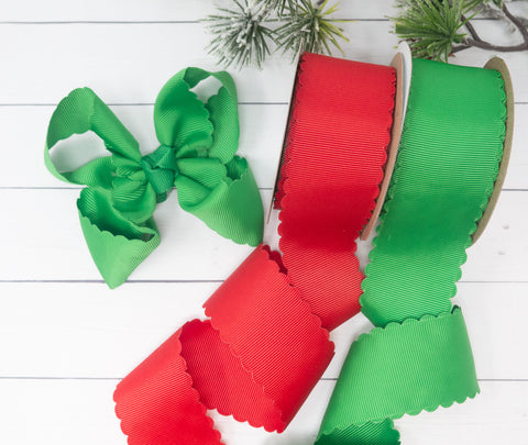 christmas holiday scalloped grosgrain ribbon and bows