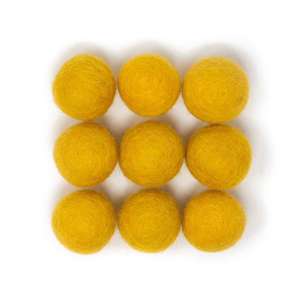3cm, 4cm, 6cm Yellow Felt Baseball - Felt & Yarn