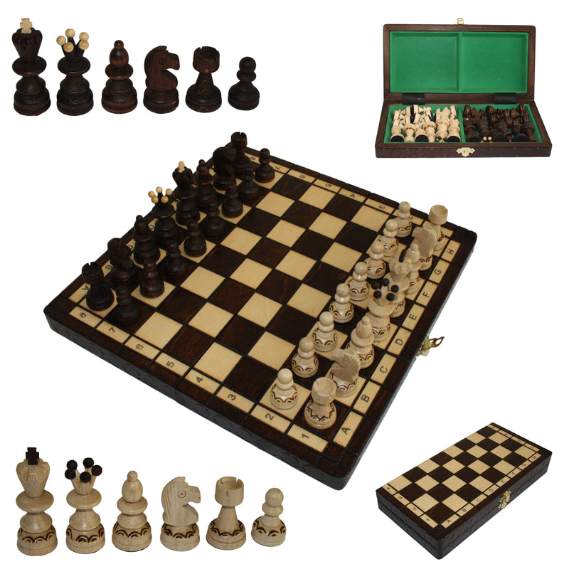 WBTY Kleines Holzschach, Magnetisches Schach, 12 X 10 X 3, 32 Stück,  Internationales Schach-Unterhaltungswerkzeug für Spaß, 13 Mm Durchmesser