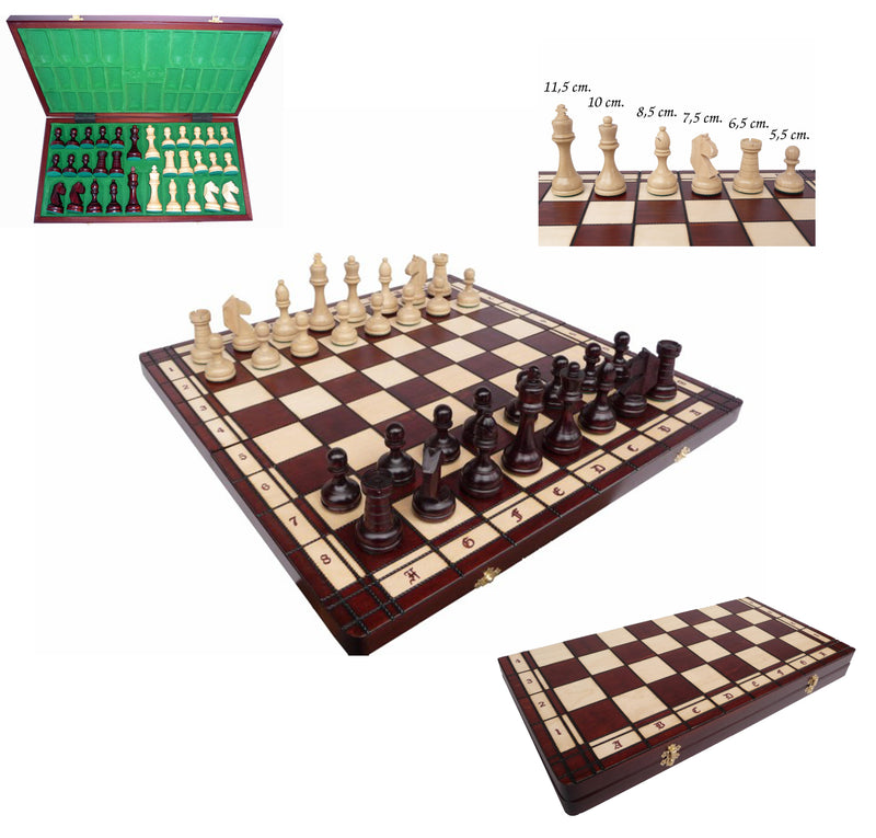 Schach Set 'Tournament XL', Kunststoff 105 mm mit Turnier-Schachplan,  faltbar, schwarz und weiß