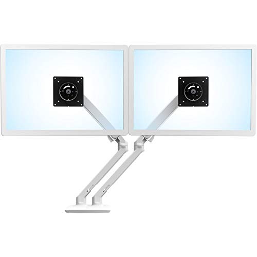 Ergotron MXV Desk Dual Monitor Arm - Adjustable arm for 2 Monitors (Low Profile) - White - Screen Size: up to 24