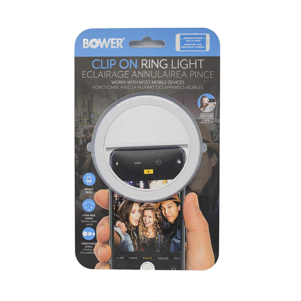 bower rechargeable clip on ring light