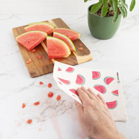 Reusable Paper Towels, Swedish Dishcloths Set of 6 in Watermelon Designs