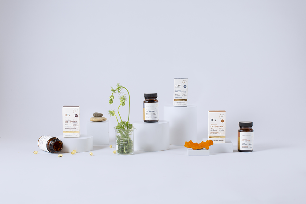 assorted Joy Organics ingestible CBD products