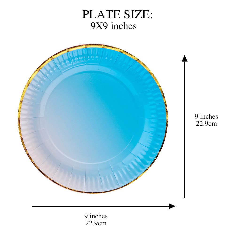 blue paper plates and napkins