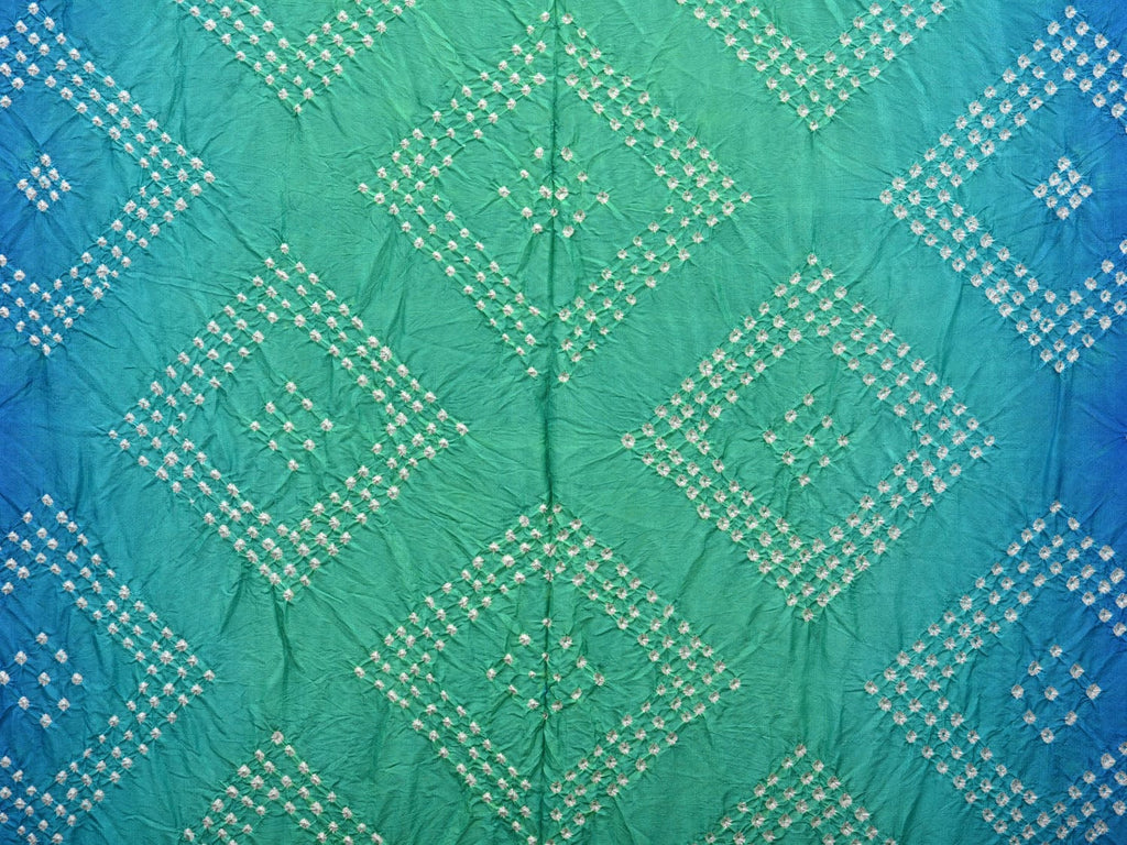 Blue and Turquoise Bandhani Kanchipuram Silk Handloom Saree with Pallu Design bn0382