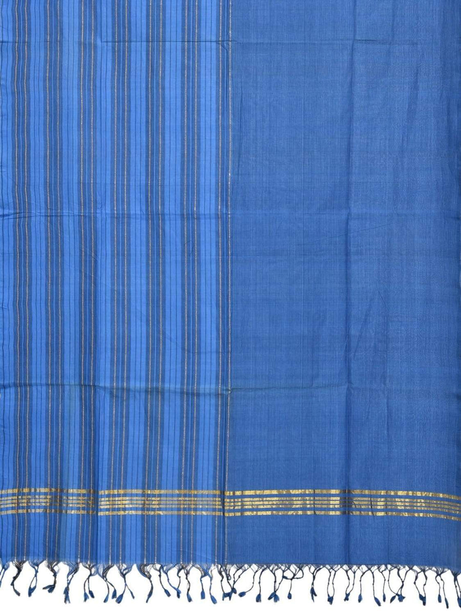 Blue Mangalgiri Cotton Handloom Dupatta with Strips Design ds1854 – Uppada