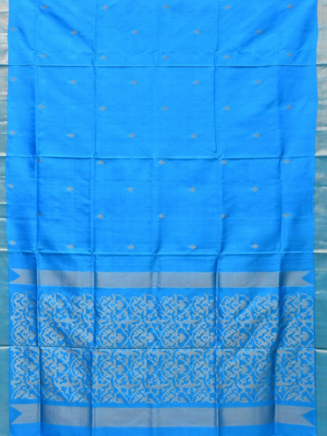 Blue Uppada Silk Handloom Saree With Jungla Pallu Design U1684