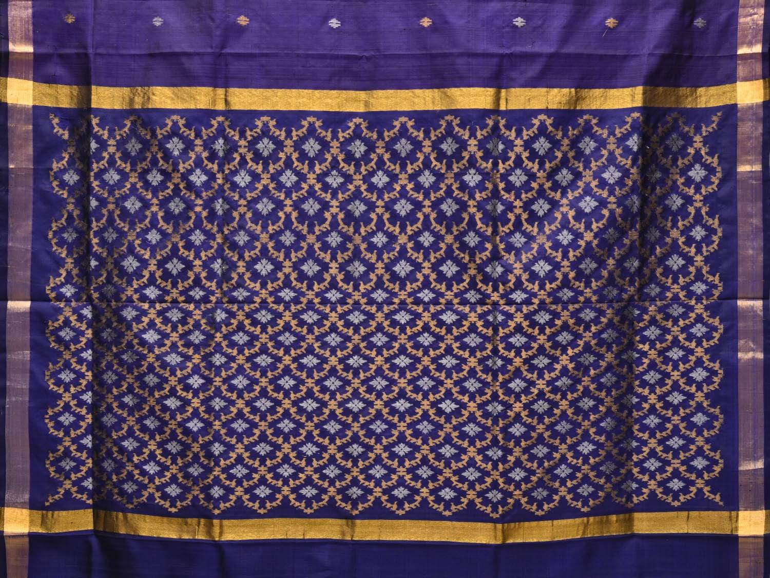 Dark Blue Uppada Silk Handloom Saree With Jamdani Pallu Design U1680