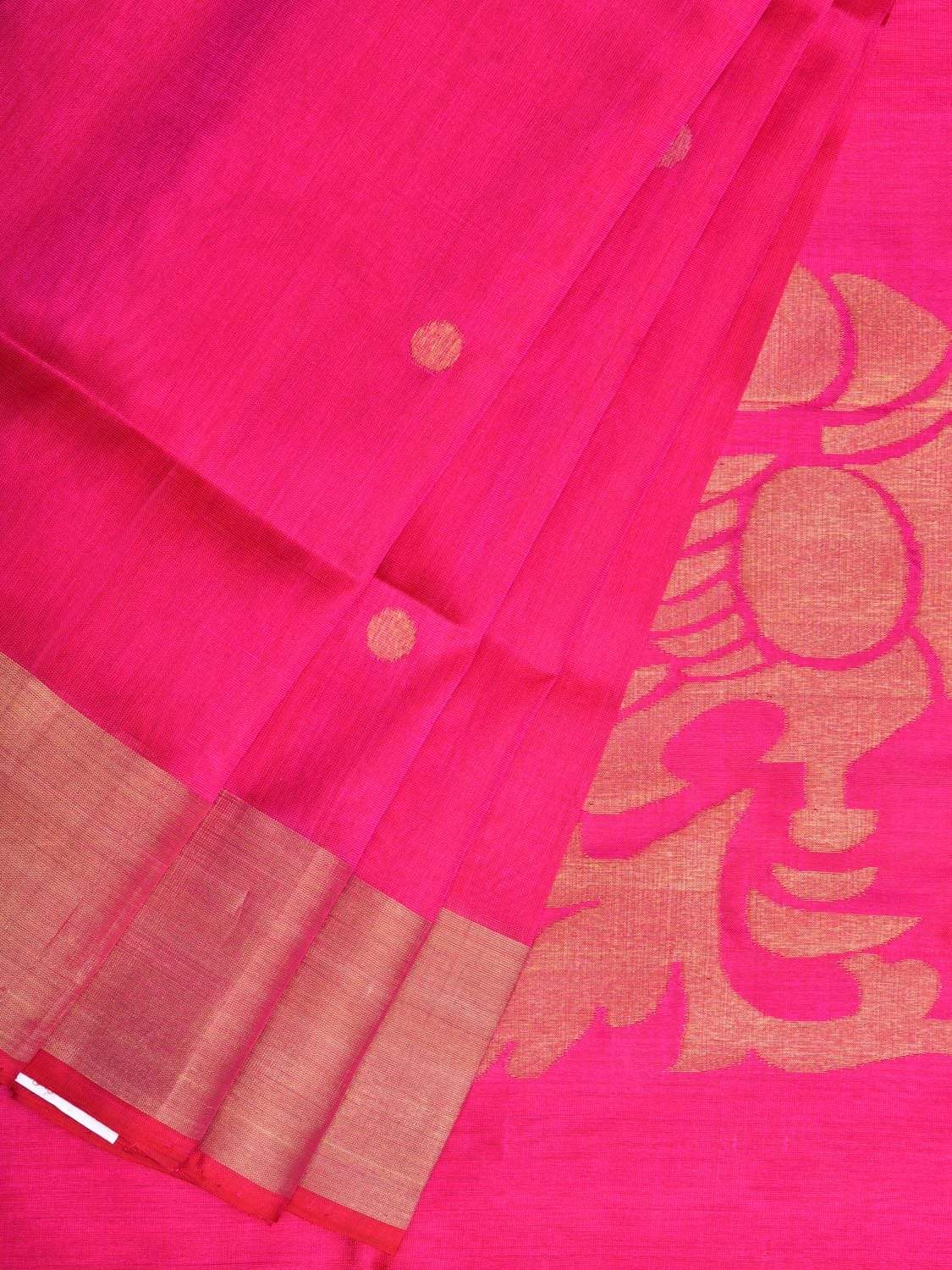 Pink Uppada Silk Handloom Saree With Birds Pallu Design No Blouse U166