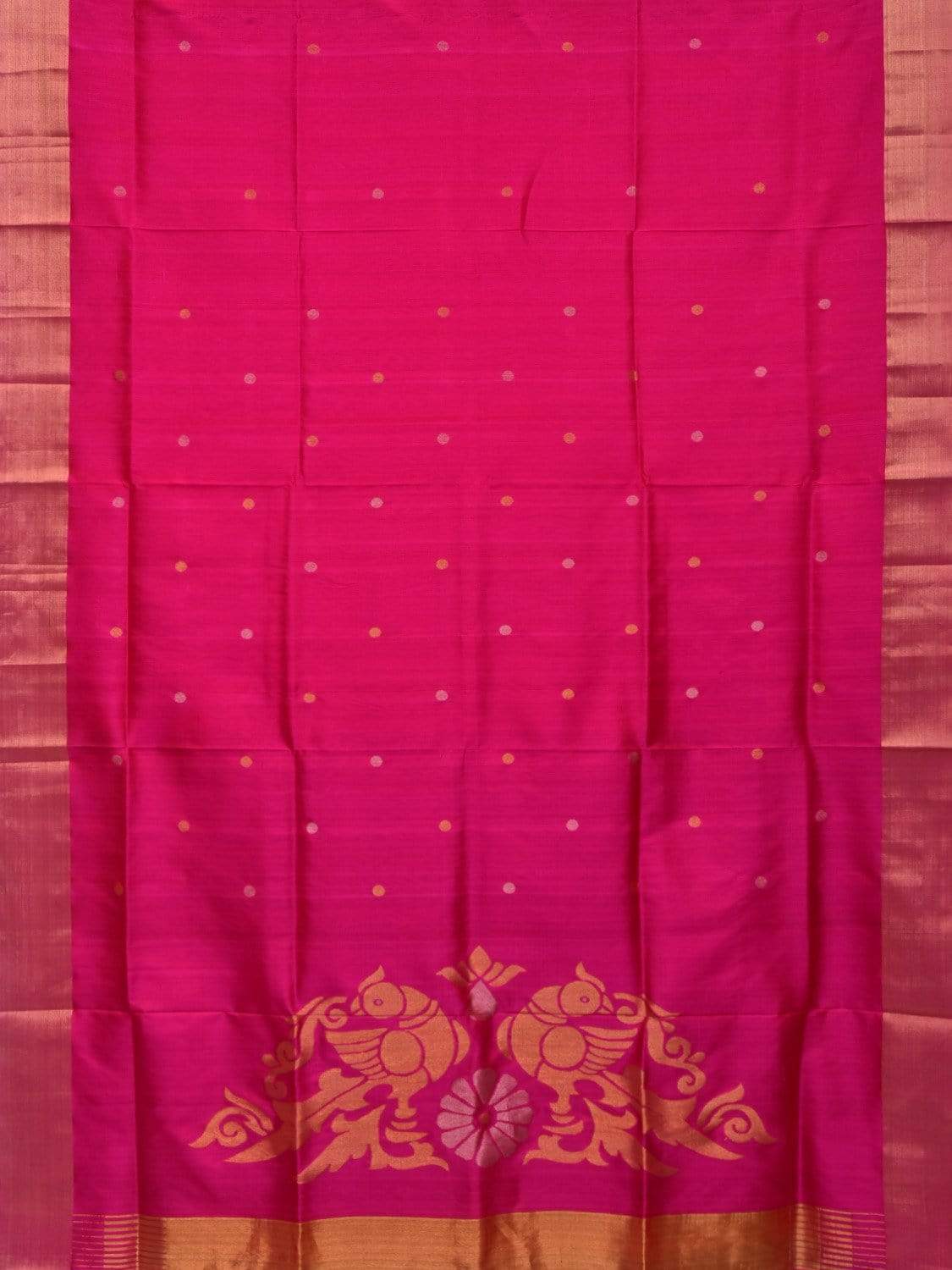 Pink Uppada Silk Handloom Saree With Birds Pallu Design No Blouse U166