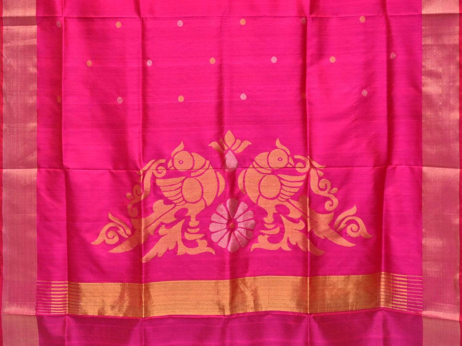 Pink Uppada Silk Handloom Saree With Birds Pallu Design No Blouse U166