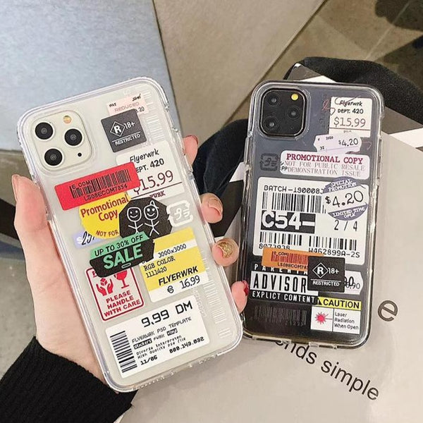 ステッカーやバーコードがおしゃれ 透明iphoneケース スピード配送 Magnolia Trend Store