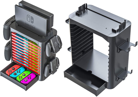 Nintendo switch gaming tower storage stand for controllers and cartridges