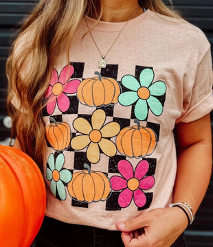 Checkered Pumpkin Graphic Tee