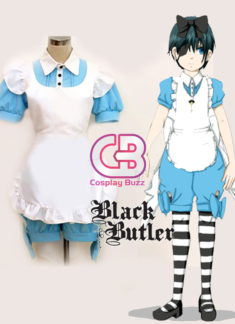 Black Butler Ciel In Wonderland Customizable Anime Cosplay Costume Maid Dress Cs010c