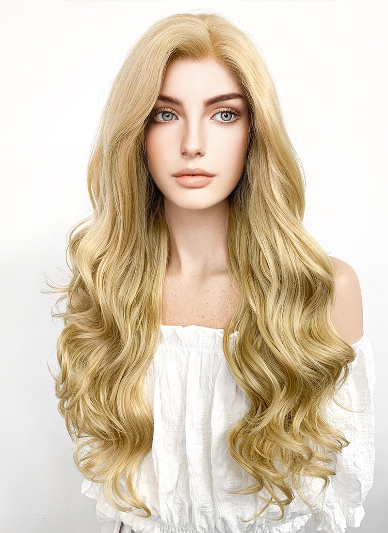 Long Wavy Light Ash Blonde Lace Front Synthetic Hair Wig Lf101 9268