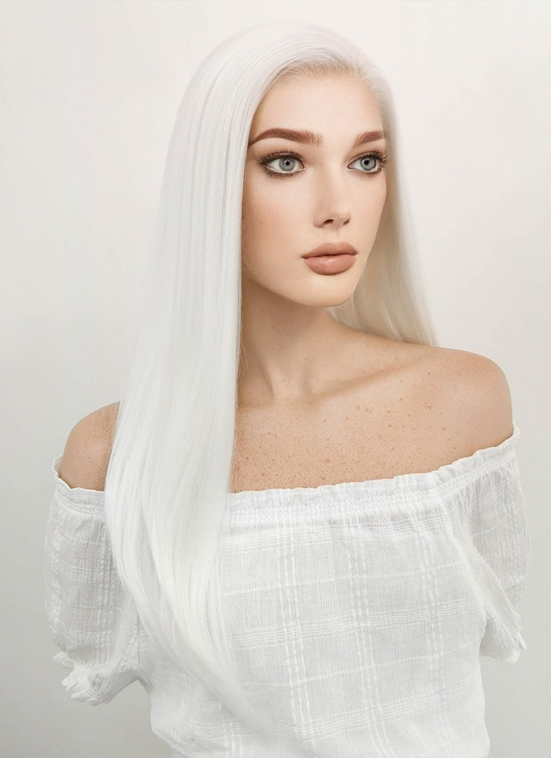 Women White Human Hair Wig For Parlour  Personal 812 Inch