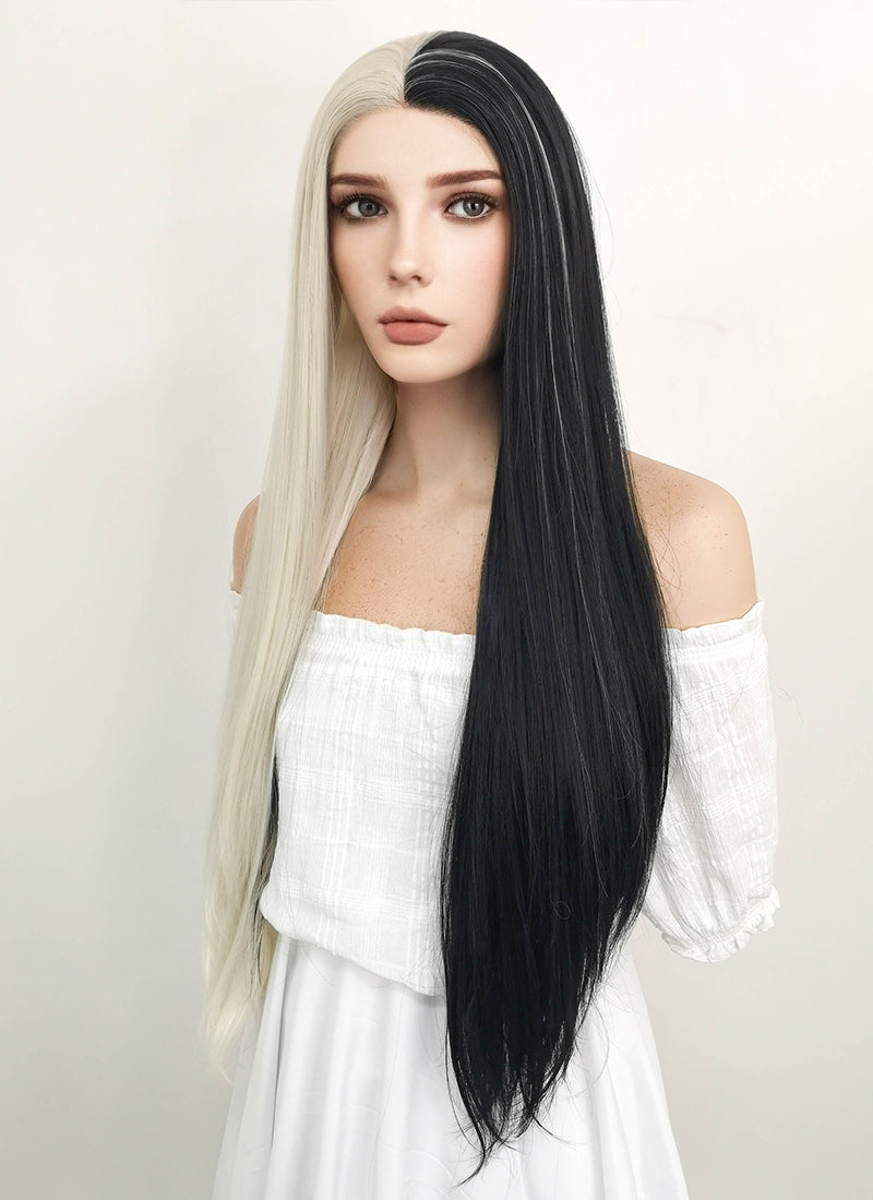 Long Wavy Light Blonde Mixed Black Lace Front Synthetic Hair Wig Lw153