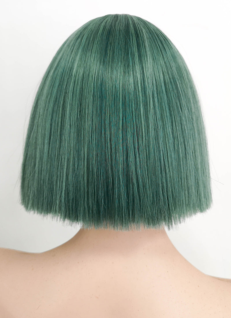 short dark green wig