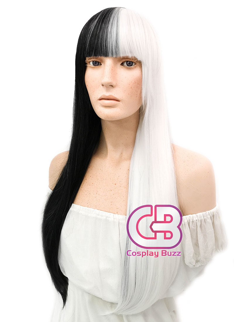 black and white cosplay wig