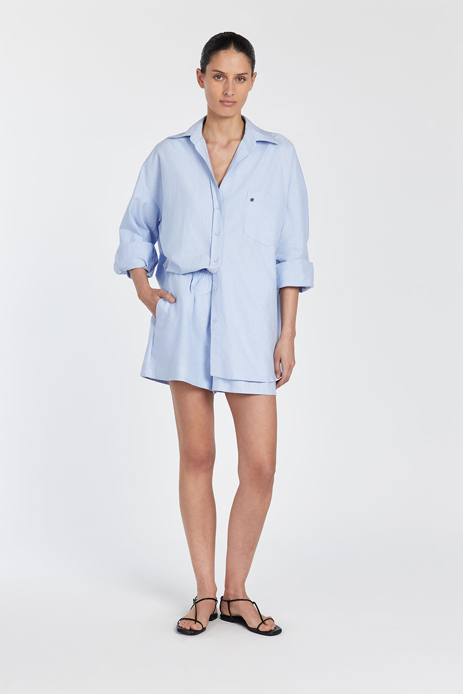 RHEA BLUE OVERSIZED COTTON SHIRT - DISSH product image