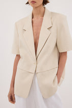 RITA SAND SHORT SLEEVE BLAZER Nav Image 6
