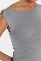 POPPY SILVER MARLE ASYM MIDI DRESS Nav Image 5