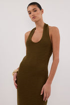 GINA OLIVE HALTER CROCHET DRESS Nav Image 2