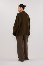 ROY OLIVE LONGLINE KNIT JUMPER Nav Image 9