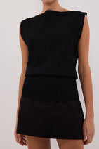 ELSA BLACK SLEEVELESS KNIT TOP Nav Image 6