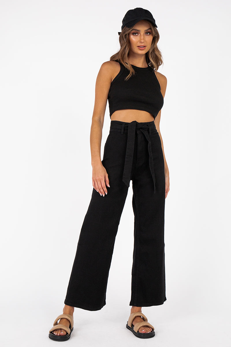 NOAH BLACK WIDE LEG DENIM JEAN | Dissh