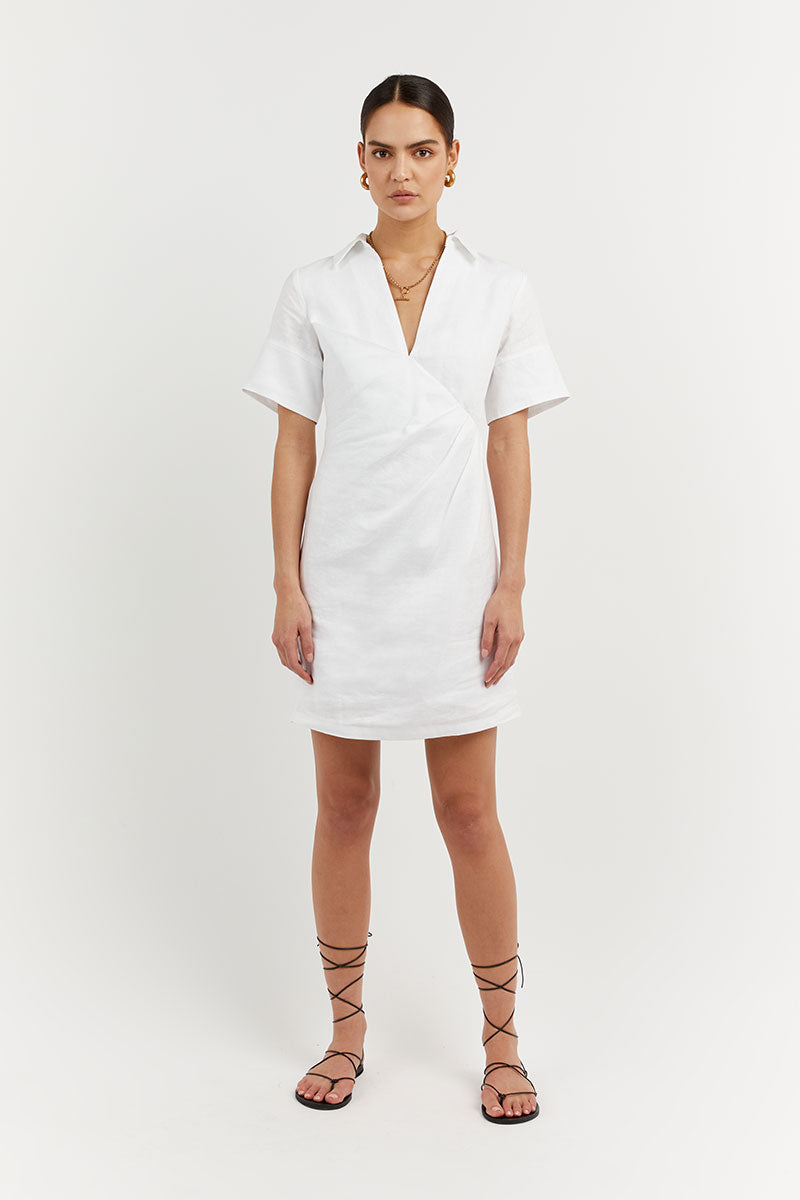 Linen Short Sleeve Shirt Dress Asuna