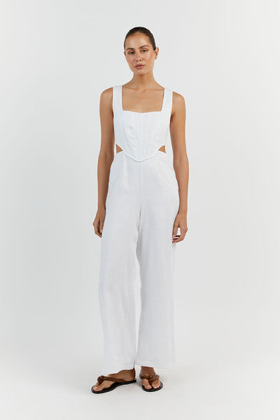 linen jumpsuit white