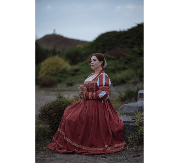 red renaissance ball gown