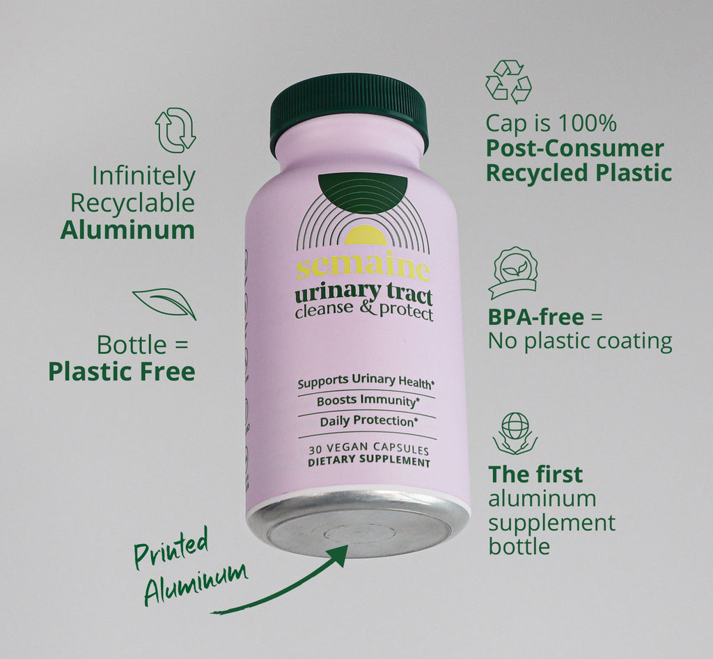 sustainable aluminum supplement bottle