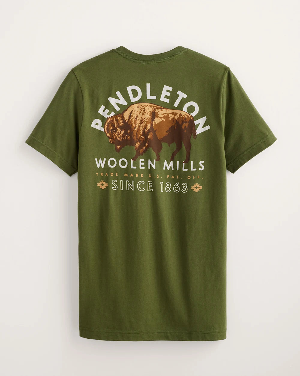 Pendleton MEN'S PENDLETON BISON GRAPHIC TEE - MILITARY GREEN/MULTI