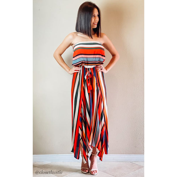 multi stripe maxi dress