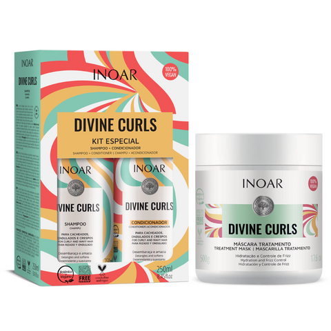 INOAR Divine Curls Shampoo, Conditioner, and Mask