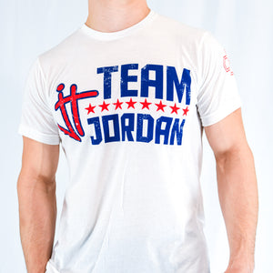 blue and red jordan shirt