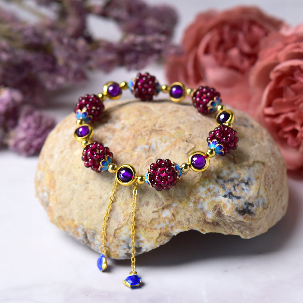 Bohemia Natural Garnet Stone Bracelet - luck In Stones