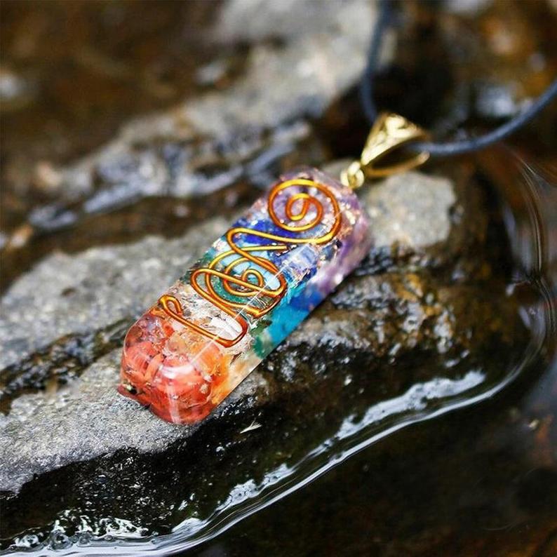 RETRO REIKI HEALING CHAKRA ORGONE ENERGY PENDANT NECKLACE - luck In Stones