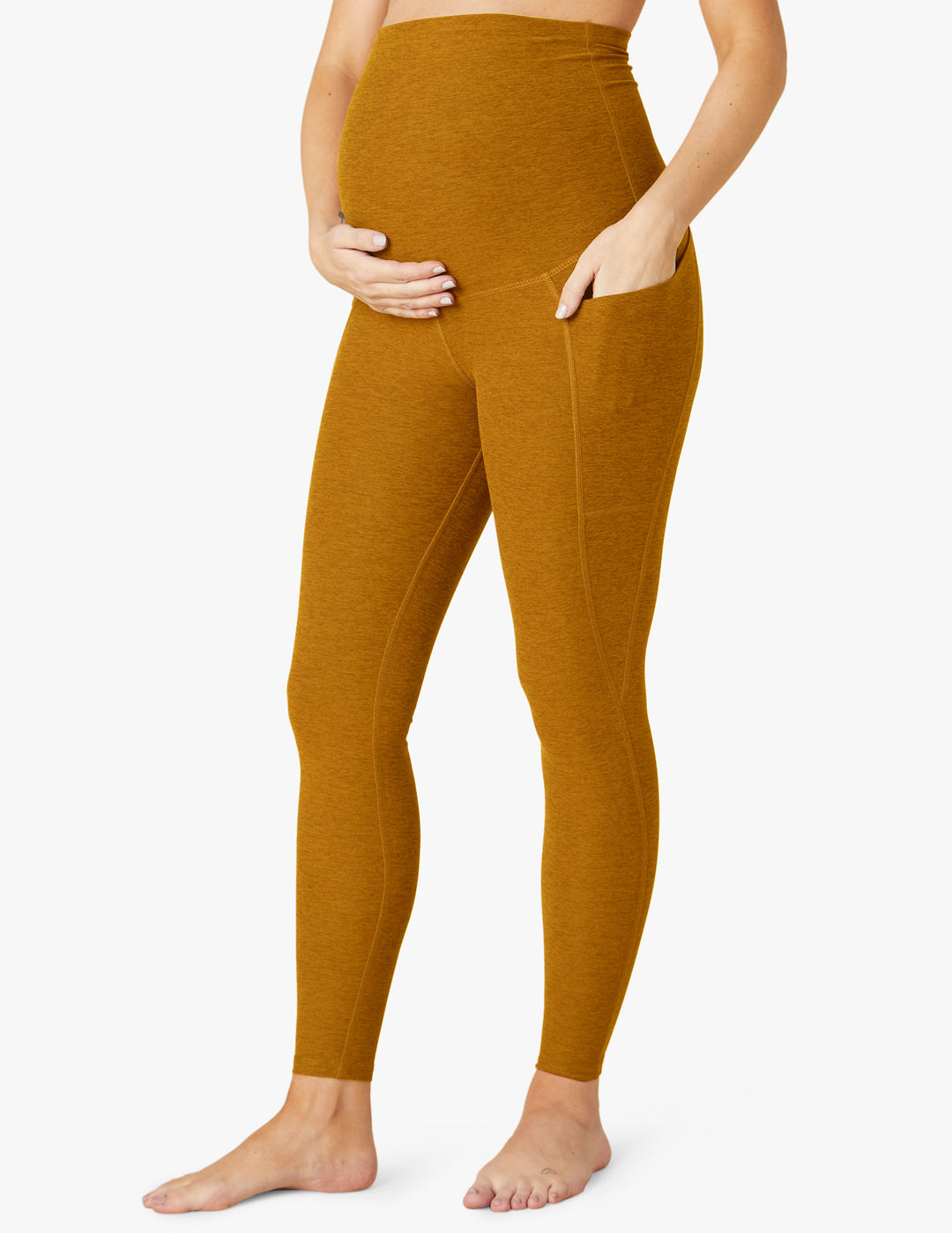 Love & Other Things Maternity gym booty sculpting leggings in brown