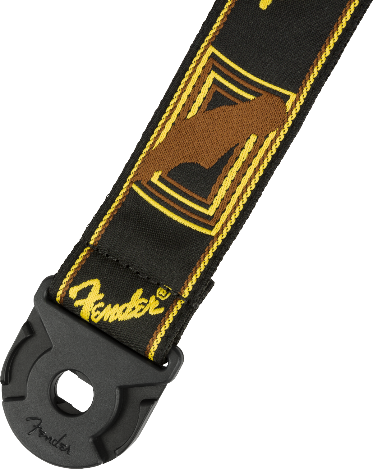 FENDER LEGACY MONOGRAM STRAP, BLACK/YELLOW/BROWN - Willcutt Guitars