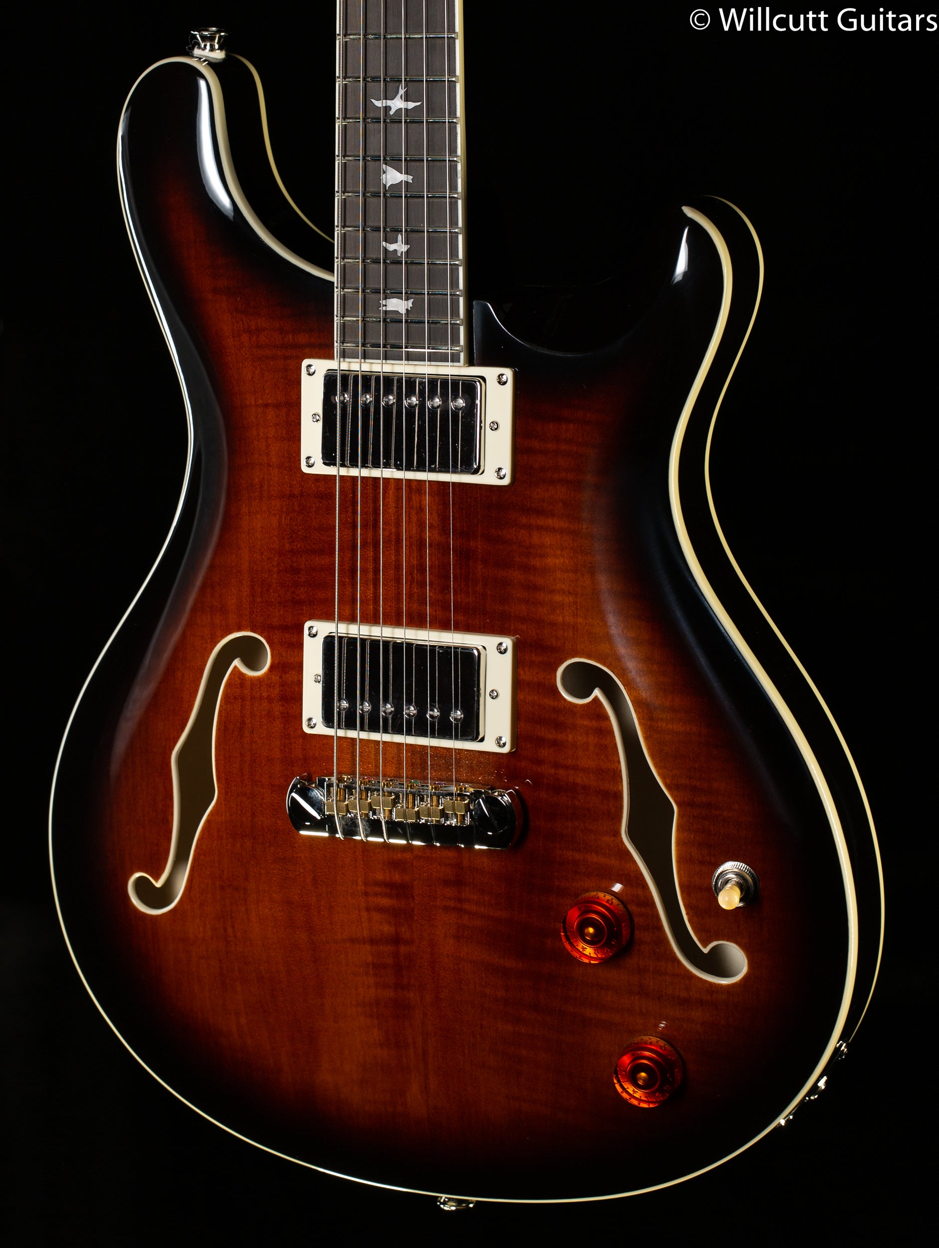 PRS SE Hollowbody II Maple Top/Back Black Gold Sunburst (493