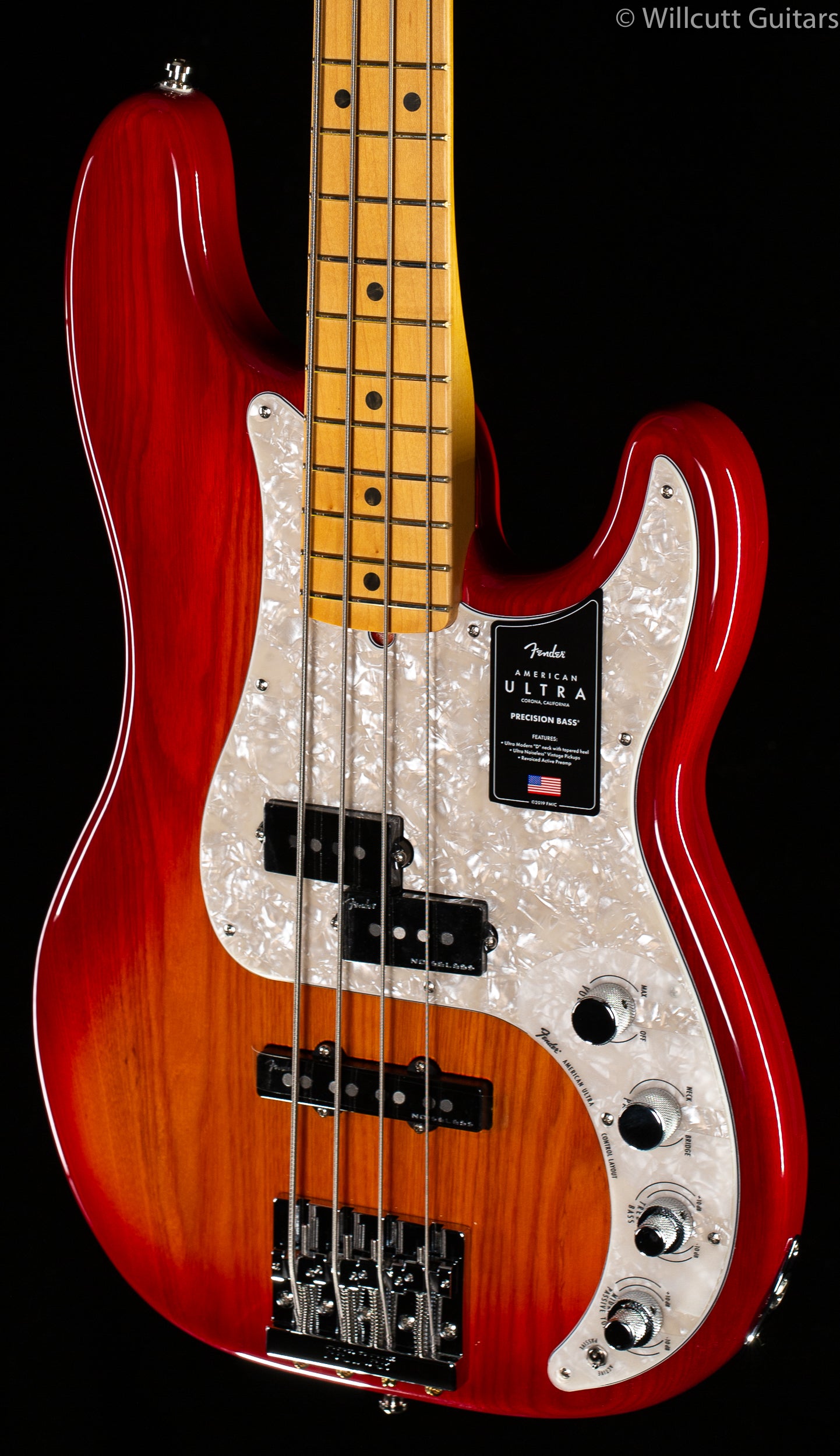 Fender American Ultra Precision Bass Plasma Red Burst Maple Fingerboar Willcutt Guitars