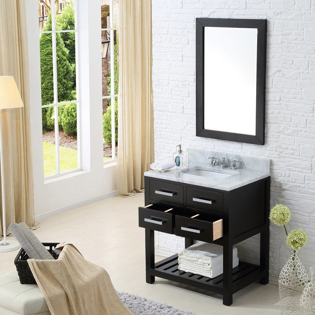 Water Creation 30 Inch Espresso Single Sink Bathroom Vanity With Match