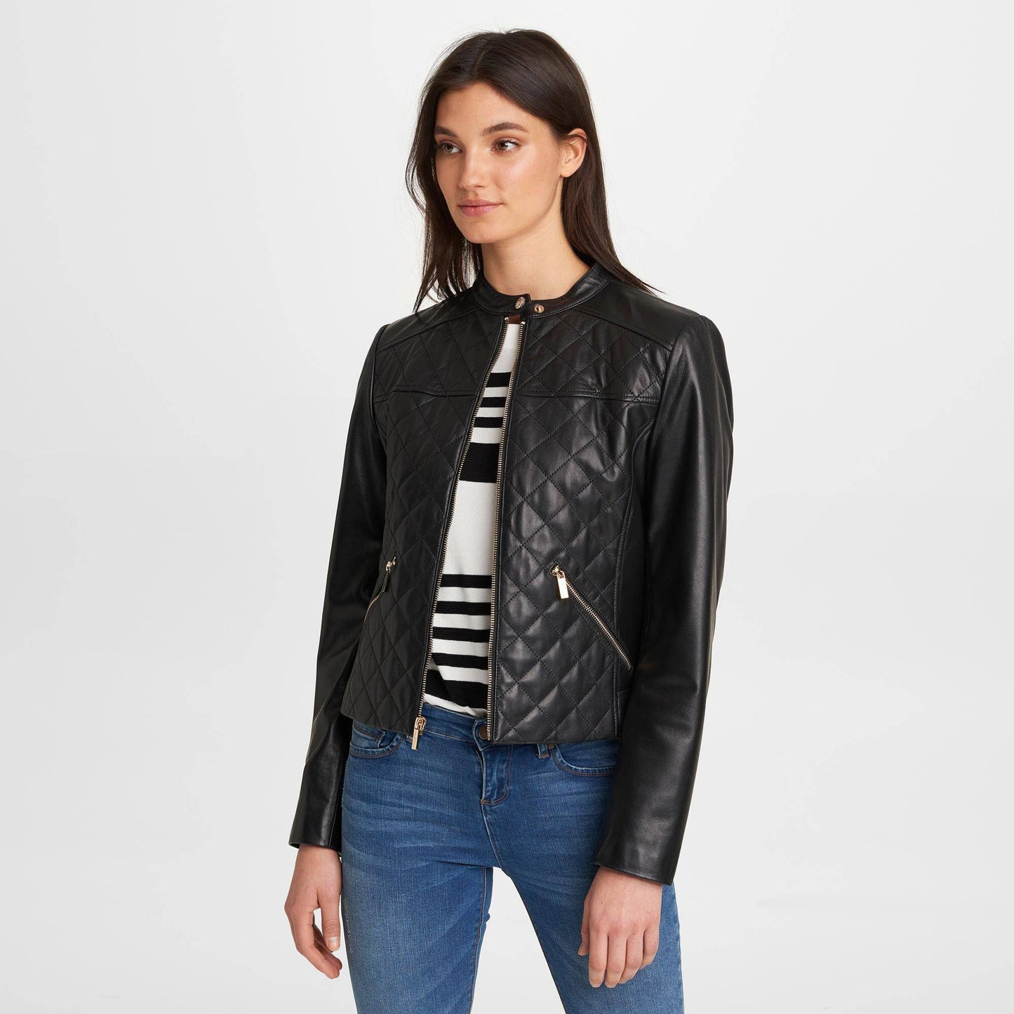Einde spoor parallel Karl Lagerfeld Paris Women's Quilted Moto Leather Jacket – Zooloo Leather