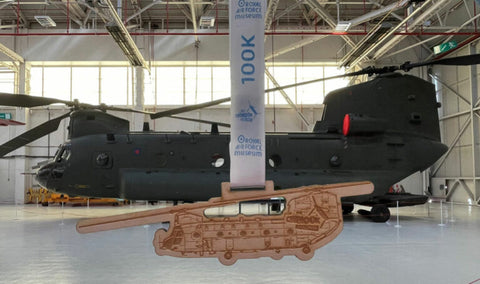 Chinook medal and helicopter in museum 