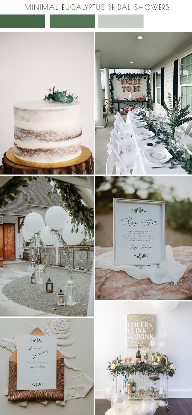 Minimalist Green Eucalyptus Bridal Shower Color Palette inspiration